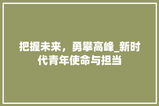 把握未来，勇攀高峰_新时代青年使命与担当