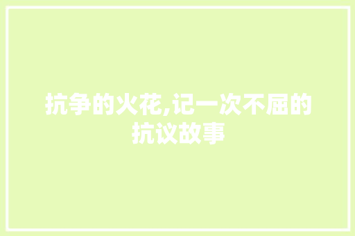 抗争的火花,记一次不屈的抗议故事