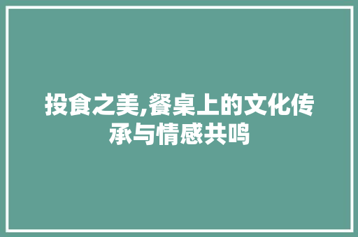 投食之美,餐桌上的文化传承与情感共鸣