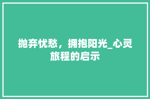 抛弃忧愁，拥抱阳光_心灵旅程的启示