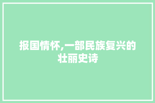 报国情怀,一部民族复兴的壮丽史诗