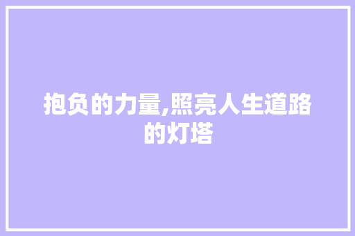 抱负的力量,照亮人生道路的灯塔