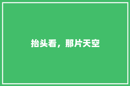 抬头看，那片天空