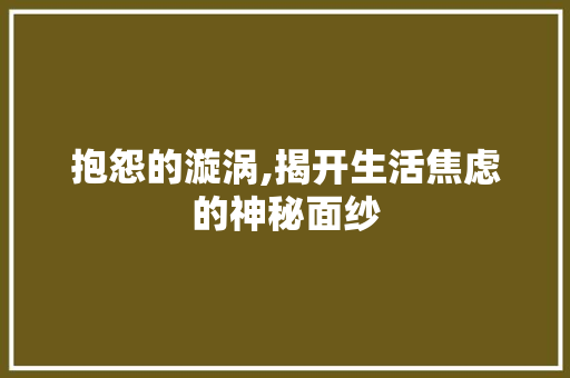 抱怨的漩涡,揭开生活焦虑的神秘面纱