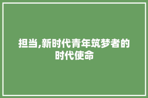 担当,新时代青年筑梦者的时代使命