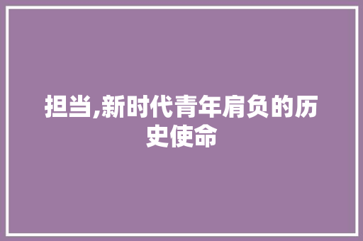 担当,新时代青年肩负的历史使命