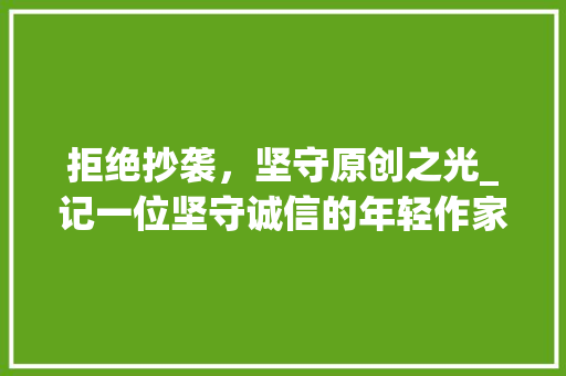 拒绝抄袭，坚守原创之光_记一位坚守诚信的年轻作家之路