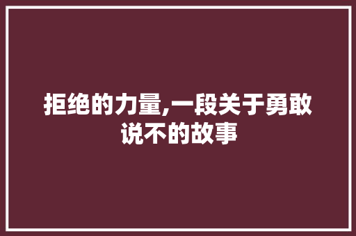 拒绝的力量,一段关于勇敢说不的故事