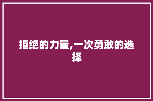 拒绝的力量,一次勇敢的选择