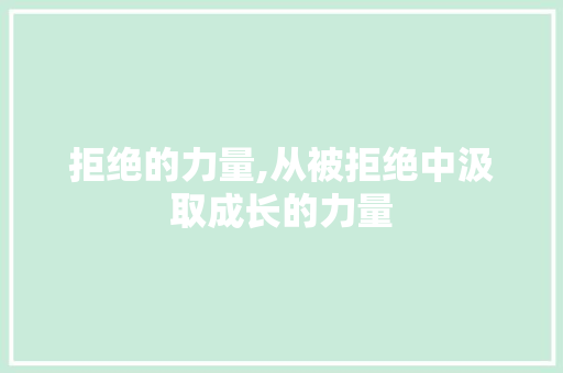 拒绝的力量,从被拒绝中汲取成长的力量