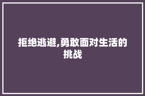 拒绝逃避,勇敢面对生活的挑战