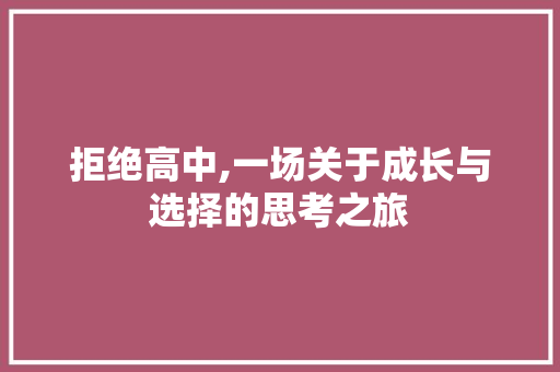 拒绝高中,一场关于成长与选择的思考之旅