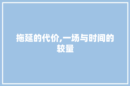 拖延的代价,一场与时间的较量