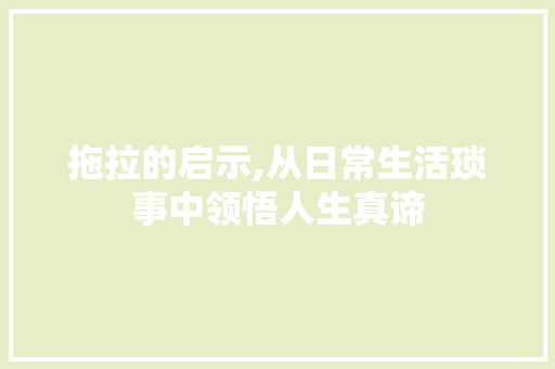 拖拉的启示,从日常生活琐事中领悟人生真谛