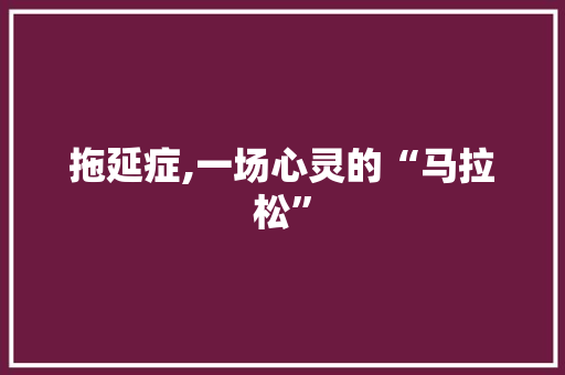 拖延症,一场心灵的“马拉松”