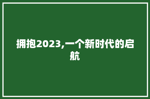 拥抱2023,一个新时代的启航