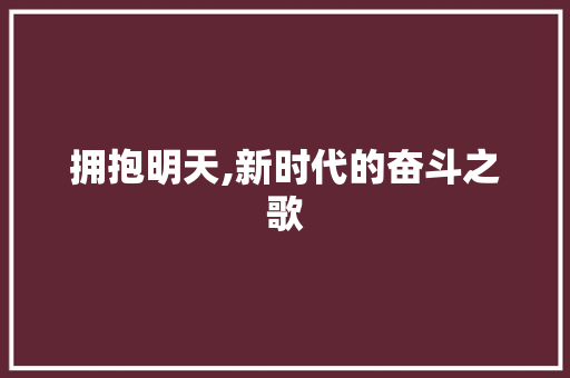 拥抱明天,新时代的奋斗之歌