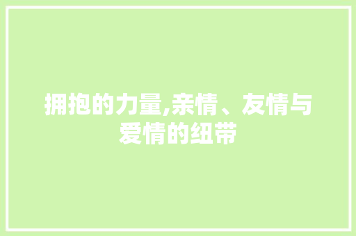 拥抱的力量,亲情、友情与爱情的纽带