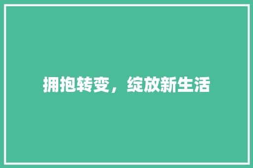 拥抱转变，绽放新生活