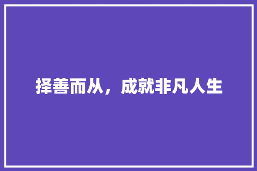 择善而从，成就非凡人生