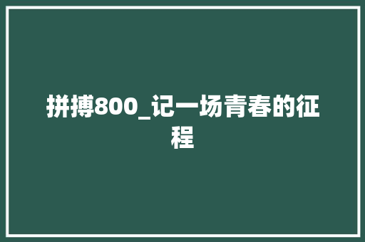 拼搏800_记一场青春的征程