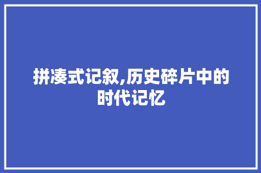 拼凑式记叙,历史碎片中的时代记忆