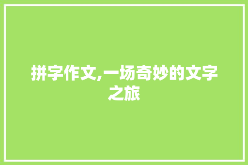 拼字作文,一场奇妙的文字之旅