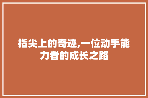 指尖上的奇迹,一位动手能力者的成长之路