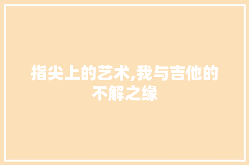 指尖上的艺术,我与吉他的不解之缘