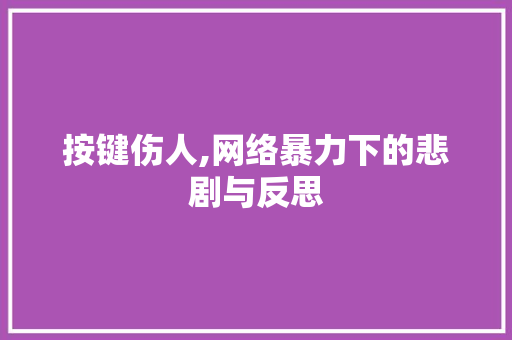 按键伤人,网络暴力下的悲剧与反思