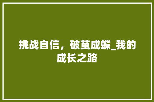 挑战自信，破茧成蝶_我的成长之路