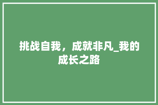 挑战自我，成就非凡_我的成长之路