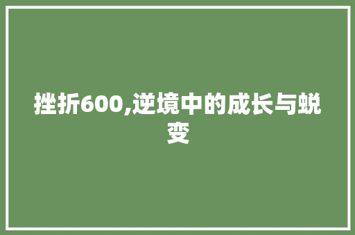 挫折600,逆境中的成长与蜕变