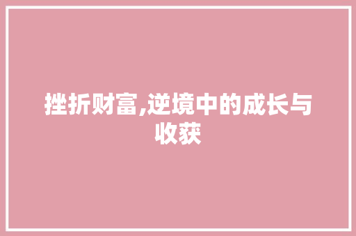 挫折财富,逆境中的成长与收获