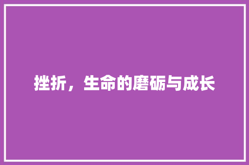 挫折，生命的磨砺与成长