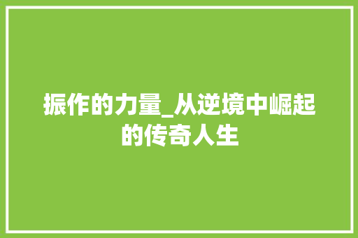 振作的力量_从逆境中崛起的传奇人生