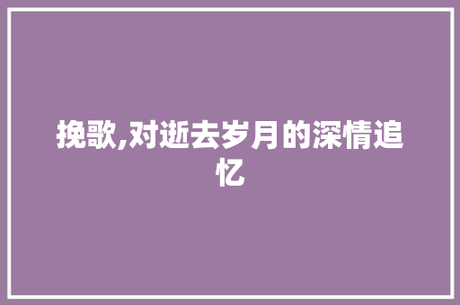 挽歌,对逝去岁月的深情追忆