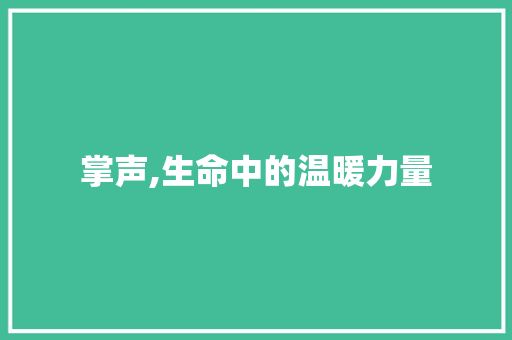 掌声,生命中的温暖力量