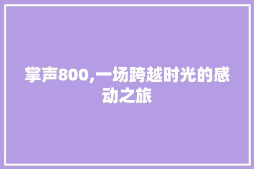 掌声800,一场跨越时光的感动之旅