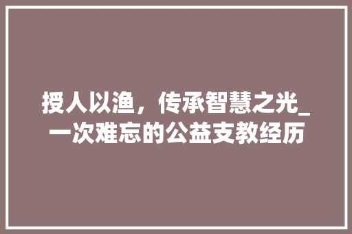 授人以渔，传承智慧之光_一次难忘的公益支教经历