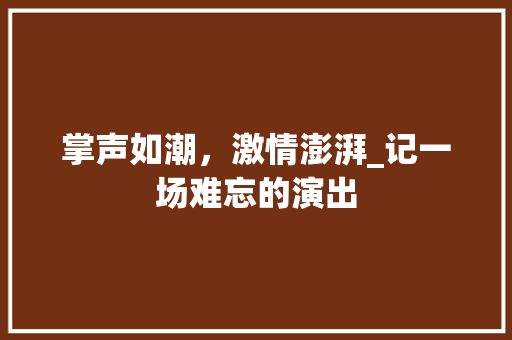 掌声如潮，激情澎湃_记一场难忘的演出