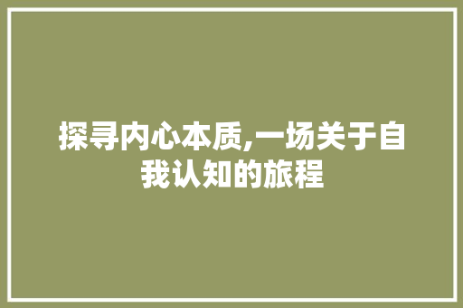 探寻内心本质,一场关于自我认知的旅程