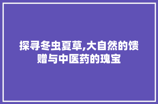 探寻冬虫夏草,大自然的馈赠与中医药的瑰宝