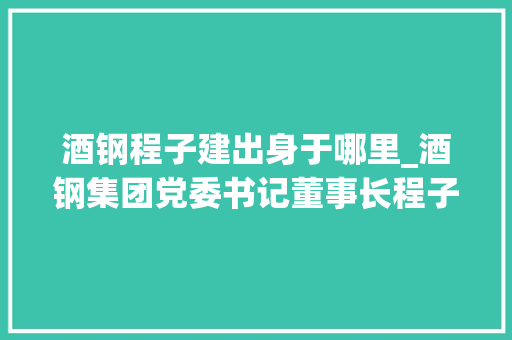 酒钢程子建出身于哪里_酒钢集团党委书记董事长程子建一行到访大年夜明 求职信范文