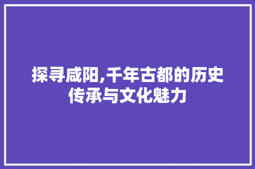 探寻咸阳,千年古都的历史传承与文化魅力