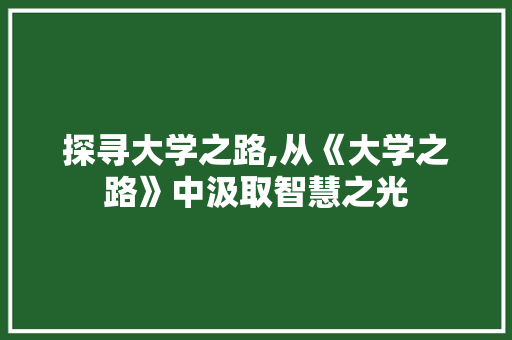 探寻大学之路,从《大学之路》中汲取智慧之光