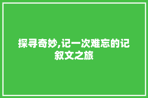 探寻奇妙,记一次难忘的记叙文之旅