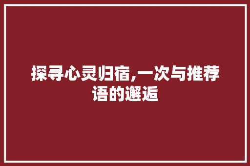 探寻心灵归宿,一次与推荐语的邂逅