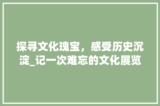 探寻文化瑰宝，感受历史沉淀_记一次难忘的文化展览之旅