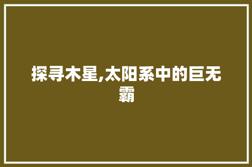 探寻木星,太阳系中的巨无霸